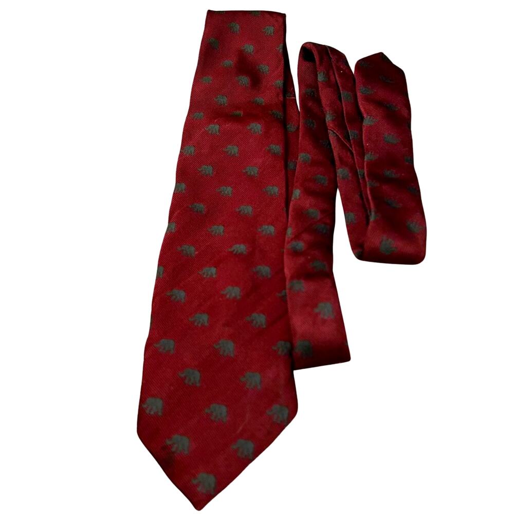 Valentino 100% Silk Tie Burgundy Elephant Woven Italy Extra Long Necktie Mens